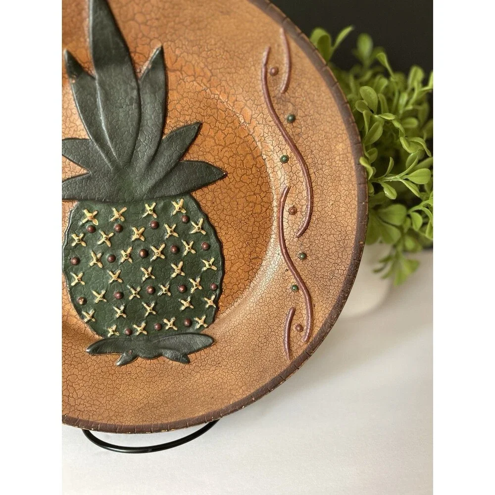 Ragon House Pineapple Plate Folk Art Rustic Cottagecore Primitive Decor EC +🎁